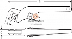 Размеры ключа трубного концевого Super-Ego Offset Pattern Heavy Duty 14"