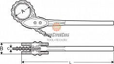 Размеры ключа цепного трубного с двойными губками Super-Ego 1 1/2"